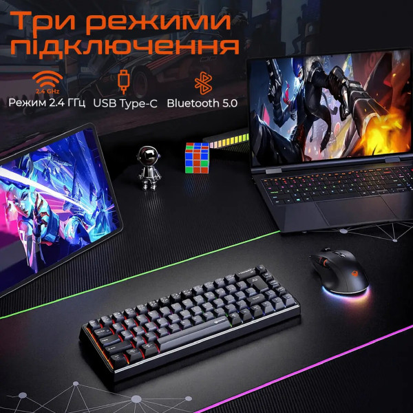 Фото - Клавіатура бездротова ігрова Meetion MK12 Bluetooth/USB Type-C Black (MT-MK12-A-RUA)