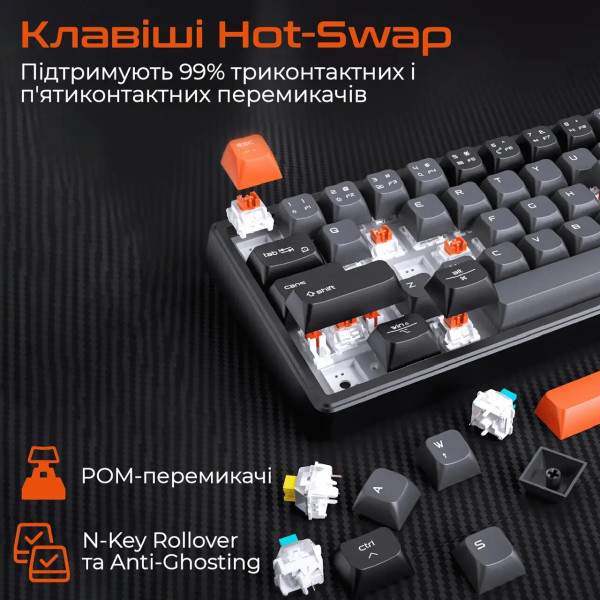 Фото - Клавіатура бездротова ігрова Meetion MK12 Bluetooth/USB Type-C Black (MT-MK12-A-RUA)