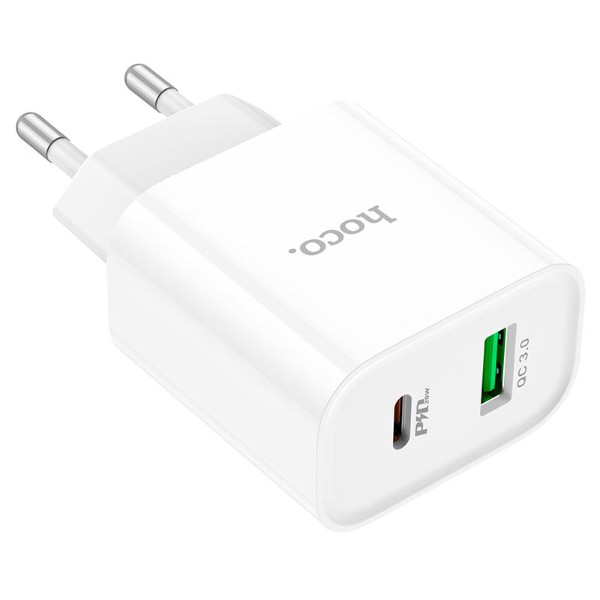 Фото - Сетевое зарядное устройство HOCO C80A Plus Rapido PD20W+QC3.0 White (6931474779885)