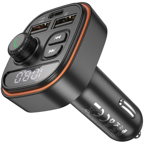 Фото - FM модулятор BOROFONE BC59 Heroic car BT FM transmitter Black (6941991117312)