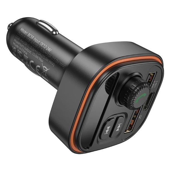 Фото - FM модулятор BOROFONE BC59 Heroic car BT FM transmitter Black (6941991117312)