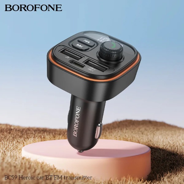 Фото - FM модулятор BOROFONE BC59 Heroic car BT FM transmitter Black (6941991117312)