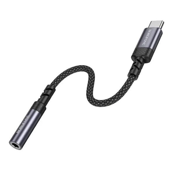 Фото - Переходник аудио BOROFONE BV24 Graceful digital audio converter cable Type-C to 3.5mm Metal Grey (6941991118999)