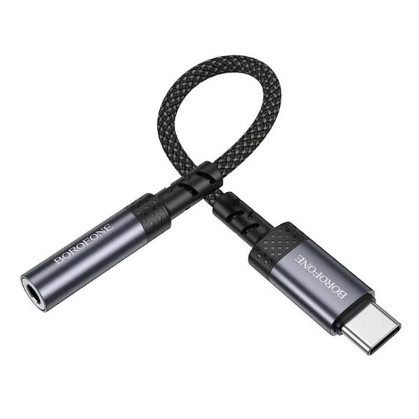 Фото - Переходник аудио BOROFONE BV24 Graceful digital audio converter cable Type-C to 3.5mm Metal Grey (6941991118999)