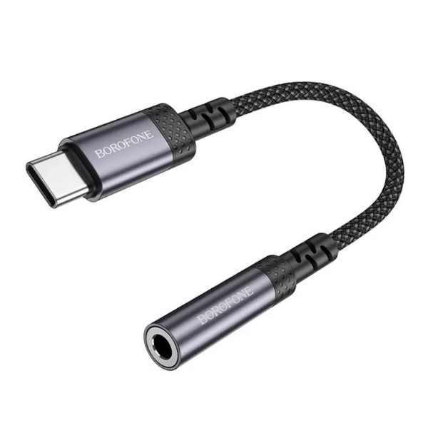Фото - Переходник аудио BOROFONE BV24 Graceful digital audio converter cable Type-C to 3.5mm Metal Grey (6941991118999)