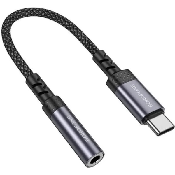 Фото - Переходник аудио BOROFONE BV24 Graceful digital audio converter cable Type-C to 3.5mm Metal Grey (6941991118999)