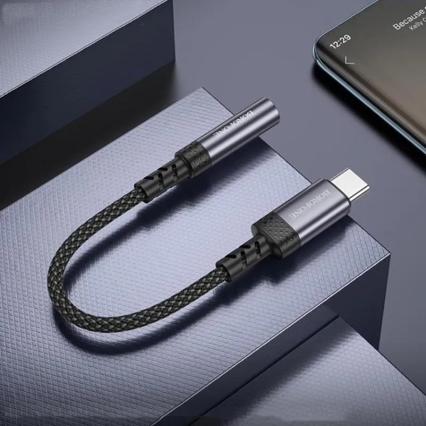 Фото - Переходник аудио BOROFONE BV24 Graceful digital audio converter cable Type-C to 3.5mm Metal Grey (6941991118999)
