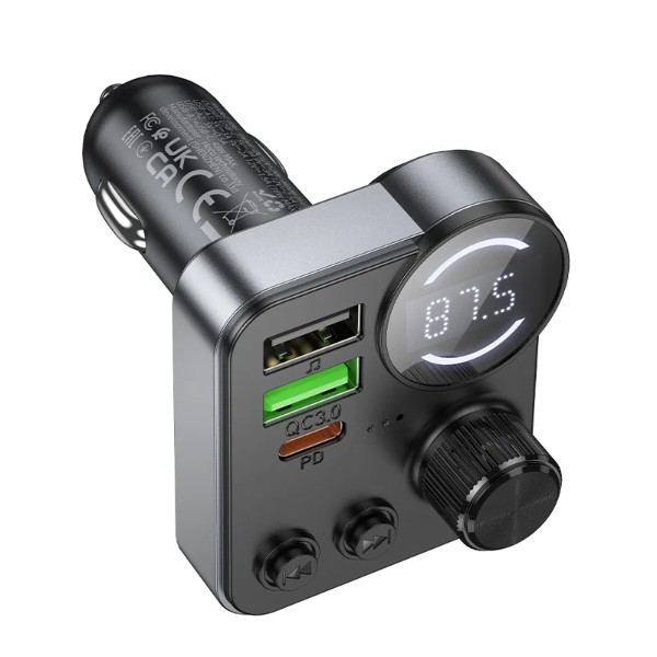 Фото - FM модулятор HOCO E86 Alegria 48W dual port PD30W+QC3.0 car BT Black (6942007646956)
