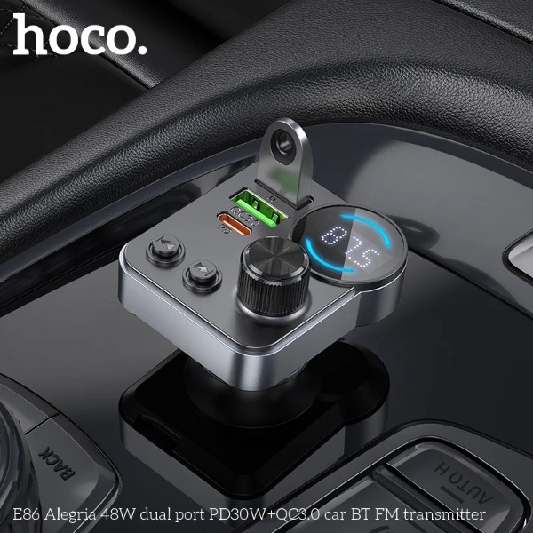 Фото - FM модулятор HOCO E86 Alegria 48W dual port PD30W+QC3.0 car BT Black (6942007646956)