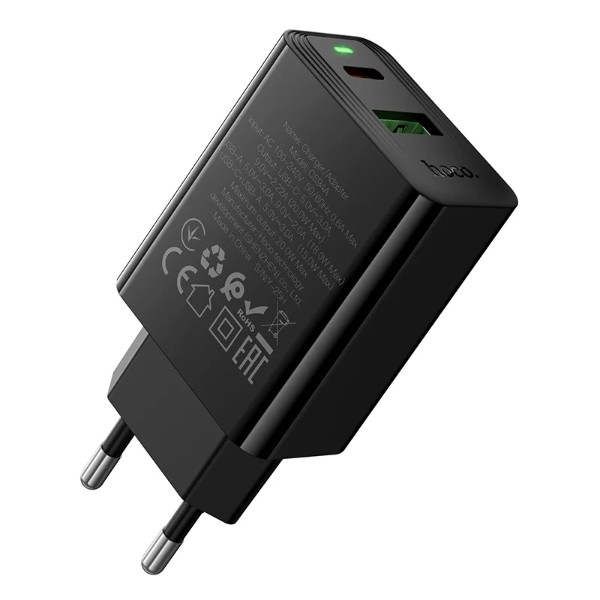Фото - Сетевое зарядное устройство HOCO CS94A Leader PD20W+QC3.0 charger(EU) Black (6942007671101)