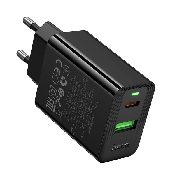 Фото - Сетевое зарядное устройство HOCO CS94A Leader PD20W+QC3.0 charger(EU) Black (6942007671101)