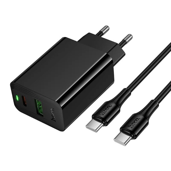 Фото - Сетевое зарядное устройство HOCO CS94A Leader PD20W+QC3.0 charger set(C to C) Black (6942007671118)