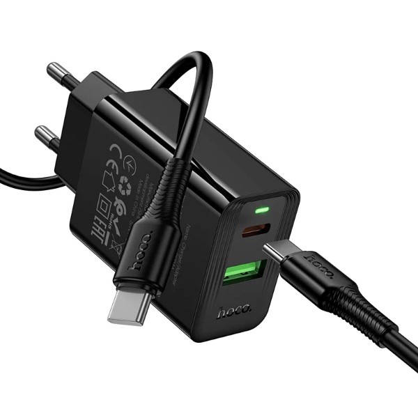Фото - Сетевое зарядное устройство HOCO CS94A Leader PD20W+QC3.0 charger set(C to C) Black (6942007671118)