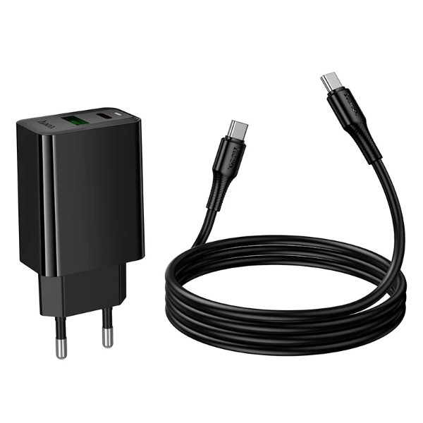 Фото - Сетевое зарядное устройство HOCO CS94A Leader PD20W+QC3.0 charger set(C to C) Black (6942007671118)