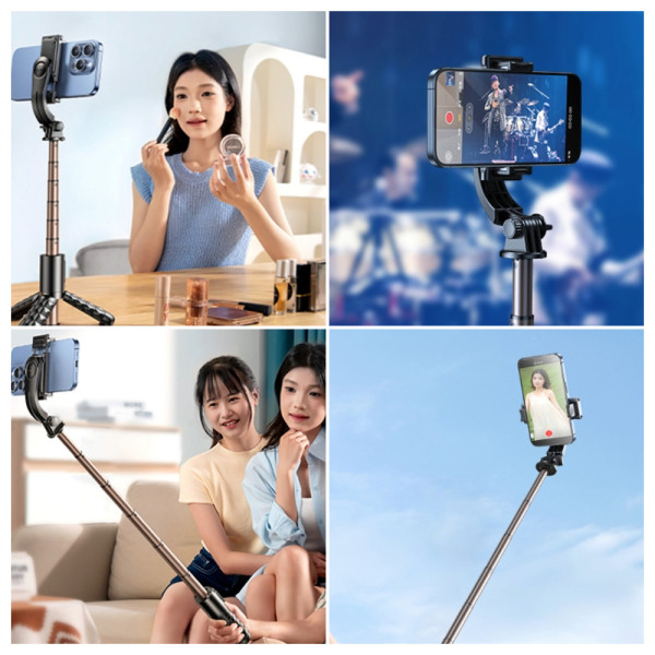 Фото - Трипод для селфі RTAKO Q10R MINI Clip selfie stick Black (6942063215332)