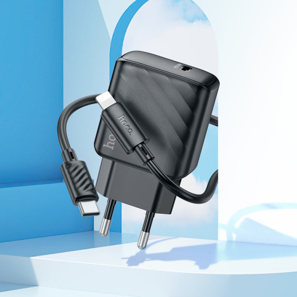 Фото - Мережевий зарядний пристрій HOCO CS22A PD30W charger set(C to iP) Black (6942007609920)