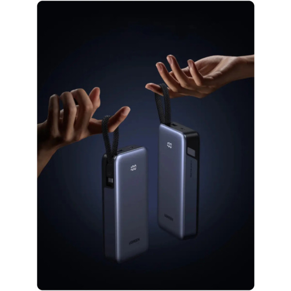 Фото - Батарея мобільна UGREEN 45W 20000 mAh Power Bank with Built-in Cable PB536 Gray (55988B)