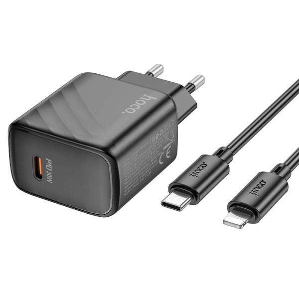 Фото - Мережевий зарядний пристрій HOCO CS22A PD30W charger set(C to iP) Black (6942007609920)