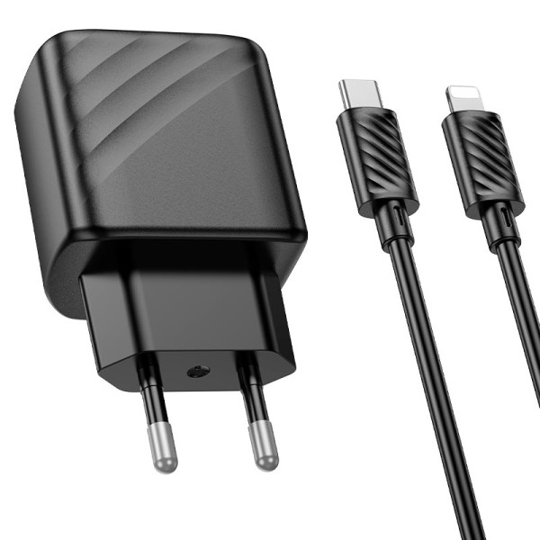 Фото - Мережевий зарядний пристрій HOCO CS22A PD30W charger set(C to iP) Black (6942007609920)