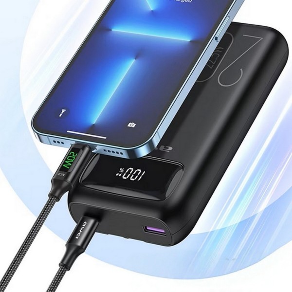 Фото - Батарея мобильная Awei P169K 20000mAh 22.5W PD Black (6954284002455)