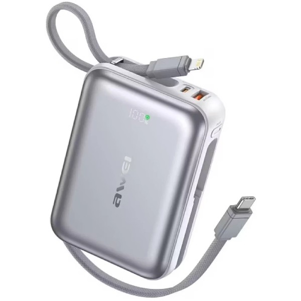 Фото - Батарея мобильная Awei C03 20000mAh 45W PD QC USB-A/USB-C Silver (6954284026529)