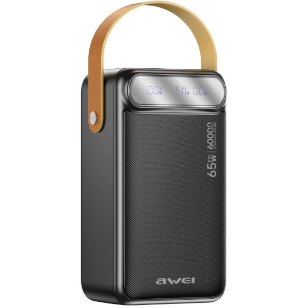 Фото - Батарея мобильная Awei PA-82 60000mAh 65W PD 2xUSB-A/USB-C Black (6954284029568)