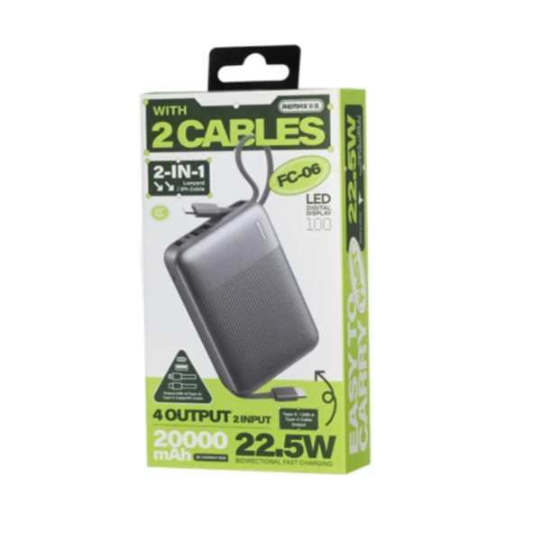 Фото - Батарея мобильная Remax 22.5W 20000mAh FC-06 grey (6954851238874)