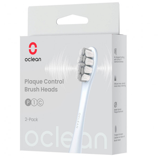Фото - Насадка для зубной щетки Oclean P1C9 Plaque Control Brush Head Silver 2 шт. (6970810552812)