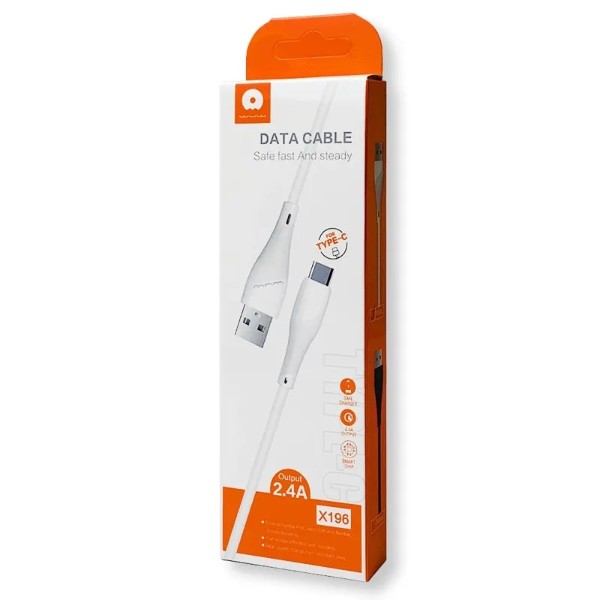 Фото - Кабель WUW X196 USB Type-C 2,4А White (6972573335589)