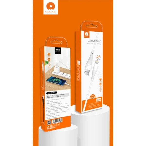 Фото - Кабель WUW X196 USB Lightning 2,4А White (6972573335596)
