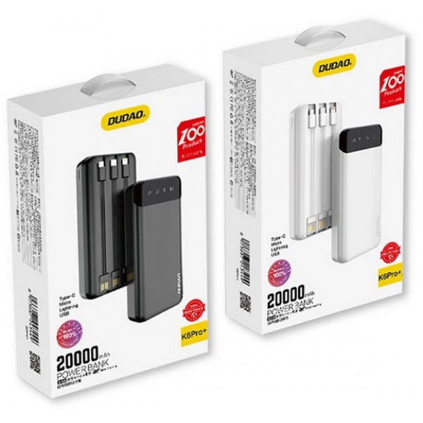 Фото - Батарея мобільна Dudao K6Pro 20000mAh Black (6973687243449)