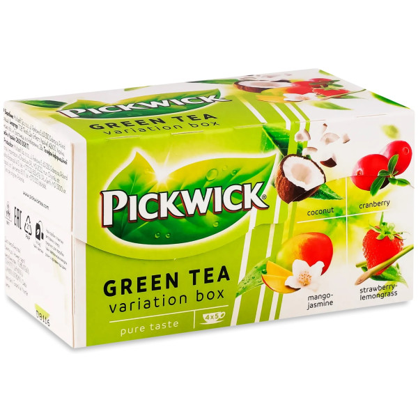 Фото - Чай Pickwick зелений асорті зі шматочками фруктів GwA 20х1.5г (8711000684160)