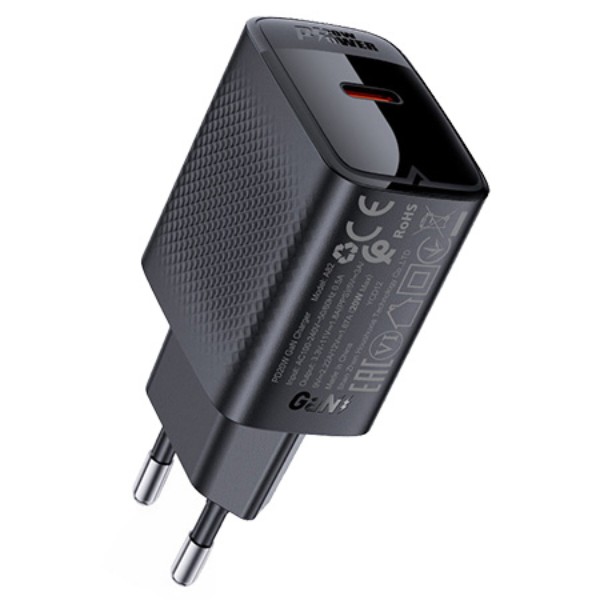 Фото - Мережевий зарядний пристрій AceFast A82 PD20W GaN single USB-C charger Black (6974316283232) Фото - Мережевий зарядний пристрій AceFast A82 PD20W GaN single USB-C charger Black (6974316283232)