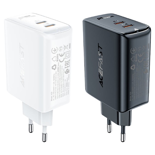 Фото - Мережевий зарядний пристрій AceFast A29 PD50W GaN (USB-C+USB-C) White (6974316281450)