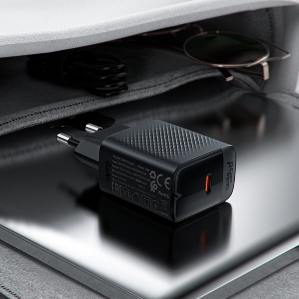 Фото - Мережевий зарядний пристрій AceFast A82 PD20W GaN single USB-C charger Black (6974316283232)