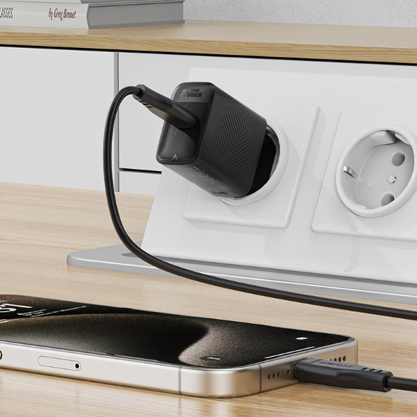 Фото - Мережевий зарядний пристрій AceFast A104 PD25W GaN single USB-C charger Black (6974316283355)