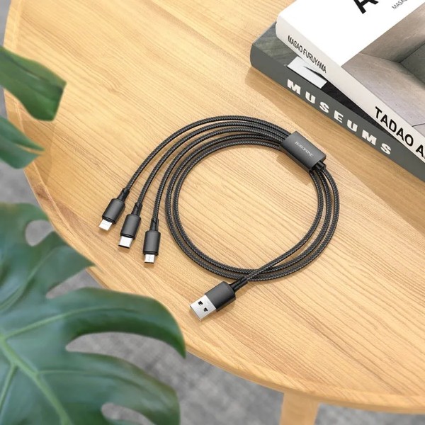 Фото - Кабель BOROFONE BX72 3-in-1 iP+Type-C+Micro Black (6974443384666)