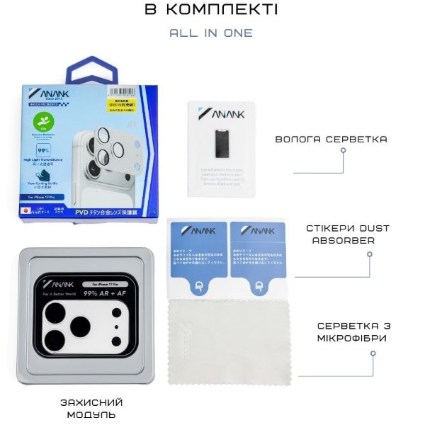 Фото - Захисне скло для смартфону Anank All-in-One Camera Guard Silver for iPhone 17 Pro Max (6975593908047)
