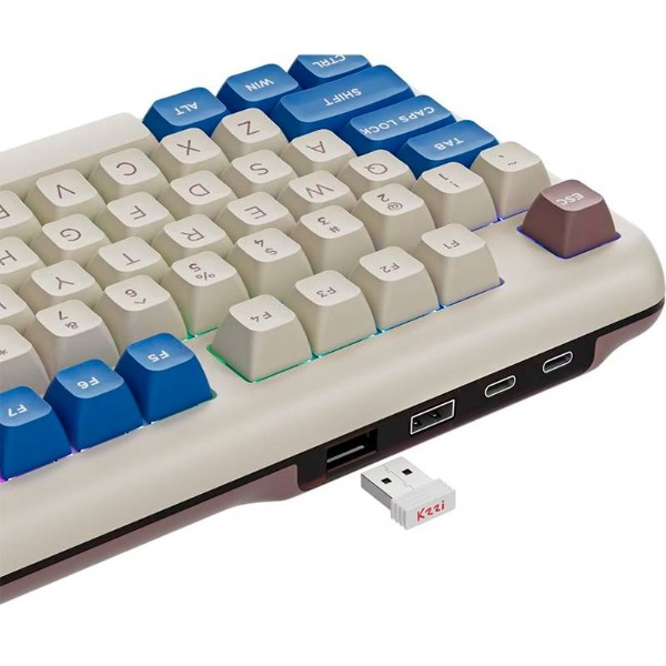 Фото - Клавиатура беспроводная игровая KZZI Z98 Wireless Keyboard UA\ENG Latte (6977534870437)