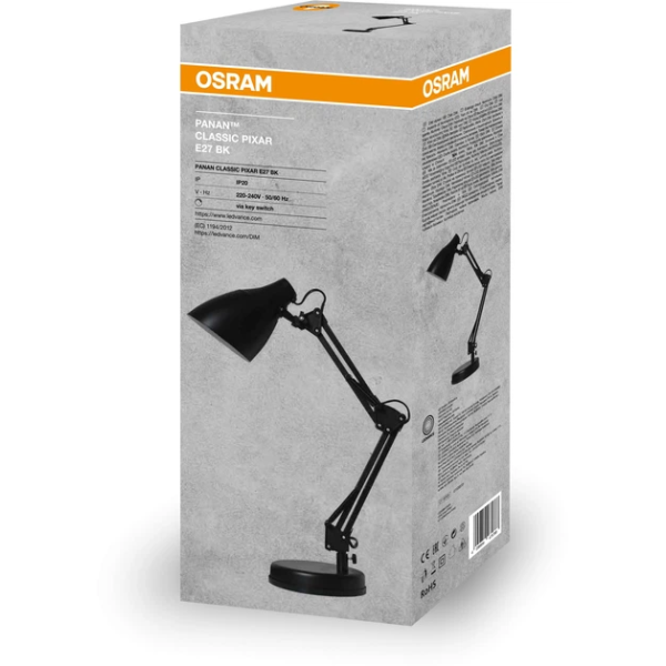 Фото - Настільна лампа Osram Panan CLASSIC PIXAR E27 Black (4099854475788)