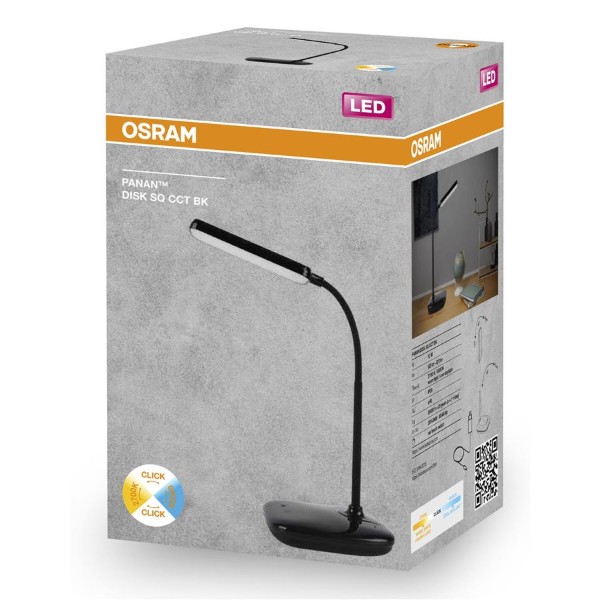 Фото - Настільна лампа Osram Panan DISK SQ 12W 3000К 4000К 6500К Black (4099854475153)