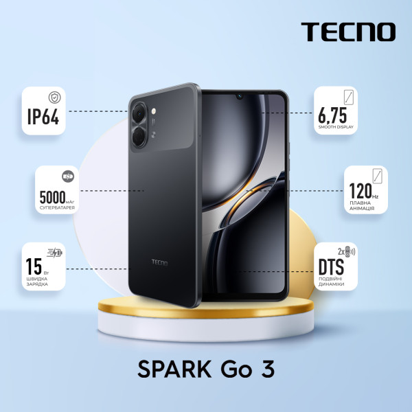 Фото - Смартфон Tecno Spark Go 3 (KN3) 4/128GB Ink Black