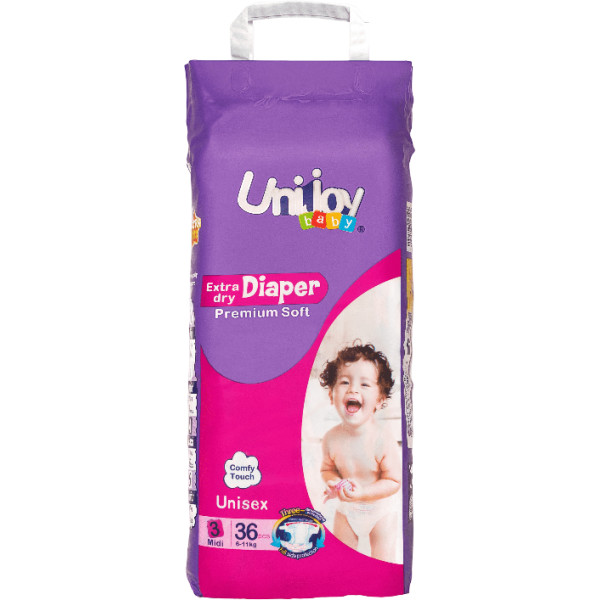 Фото - Одноразові підгузки Unijoy Soft Diapers М 6-9 кг 36 шт. (6998526216187)