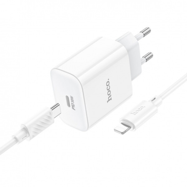 Фото - Мережевий зарядний пристрій HOCO C76A Pro PD30W charger set (C to iP)(EU) White (6942007616317)