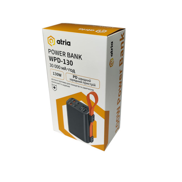 Фото - Батарея мобильная ATRIA 30000mAh 130W USB-C (WPD-130)