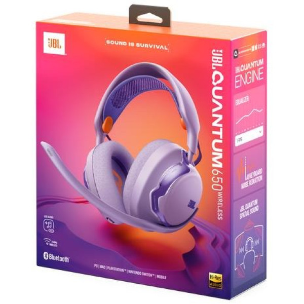 Фото - Гарнітура бездротова ігрова JBL Quantum 650 Purple (JBLQTUM650PUR)