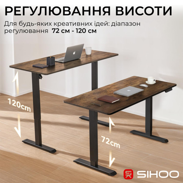 Фото - Стол с электрорегулировкой высоты Sihoo D03 1400x700 мм Walnut/Black (D03-104/D03-108)