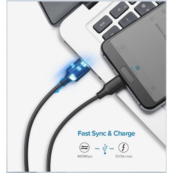 Фото - Кабель UGREEN US287 USB 2.0 to USB Type-C 0.25m Black (60114)