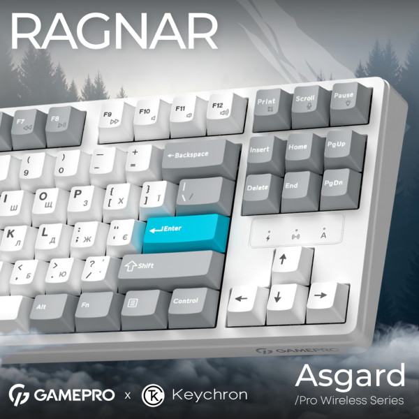 Фото - Клавіатура бездротова ігрова GamePro Asgard Ragnar Keychron Super White (MK285WH)