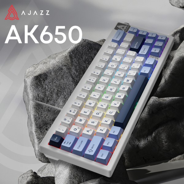 Фото - Клавіатура дротова ігрова Ajazz AK650 Sea Salt switches Blue White Blue (AK650-SS-BWB)